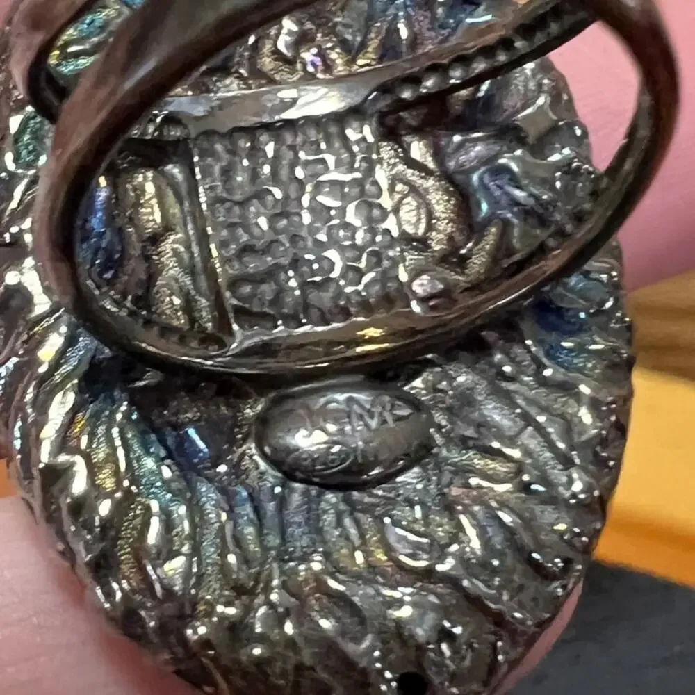 Big Time‎ JCM Jacmel 925 Sterling Silver Italy Shield Chunky Statement Ring 9